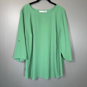 Susan Graver Kelly Green Minimalist Corpcore Top - Size 1X - Women's Plus Size